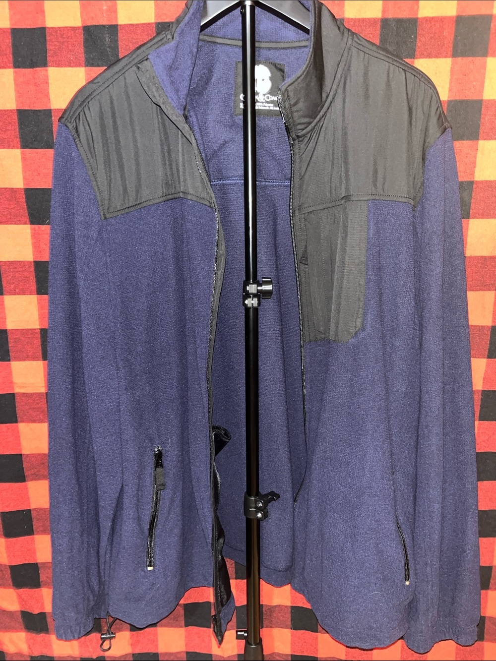 Men's Navy and Black Lightweight Fleece Shirt Jacket